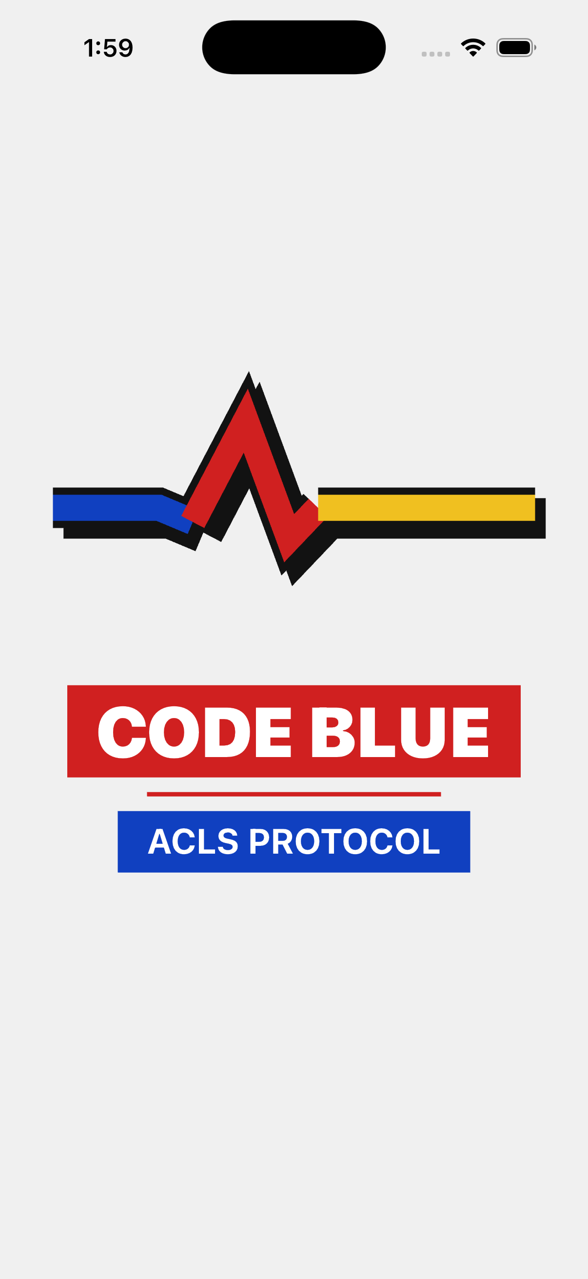 ACLS Code Blue app screen 1